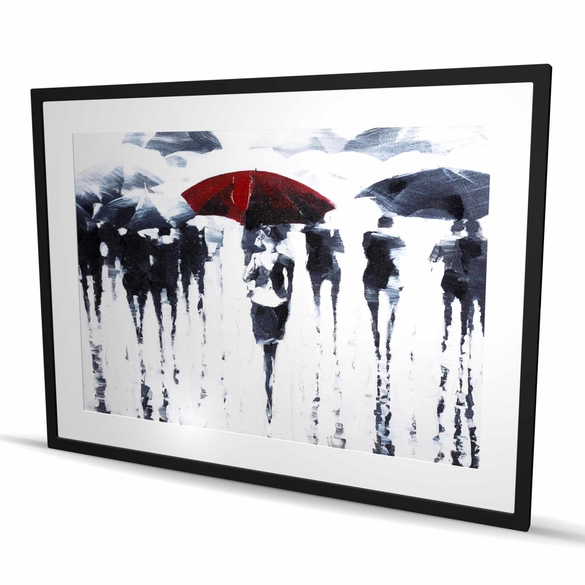 C1FM3648X2CEKO 36 x 48 in. Abstract Silhouettes Under the Rain - Red Man Framed Print