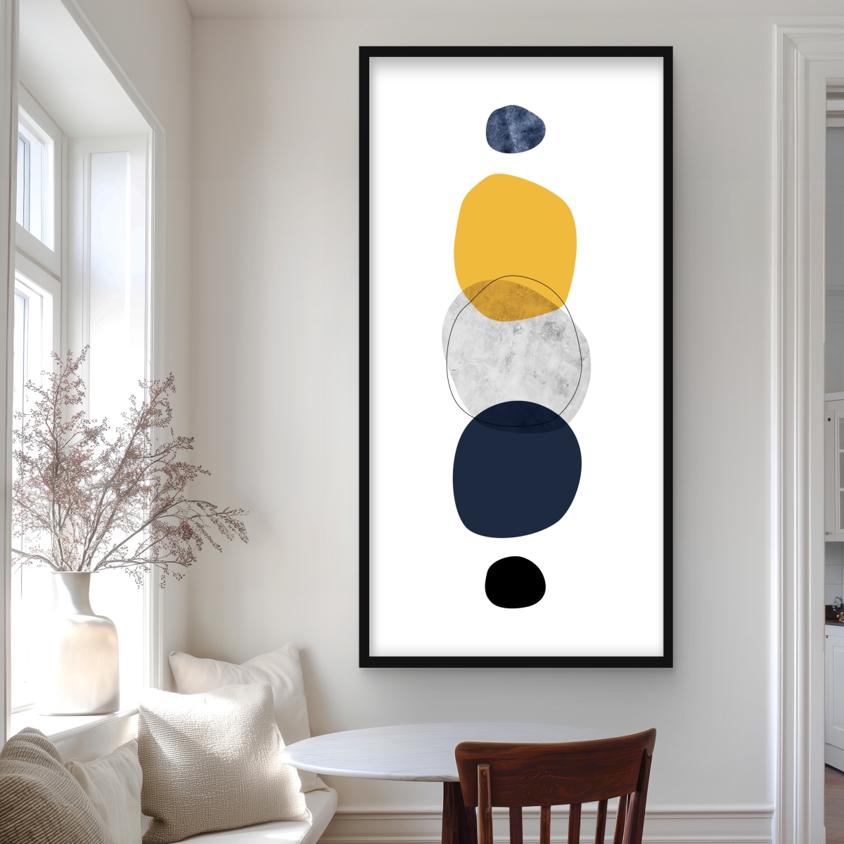 C1FM2448S69VB7 24 x 48 in. Spheres - Modern Blue Framed Matted Print for Home Decor