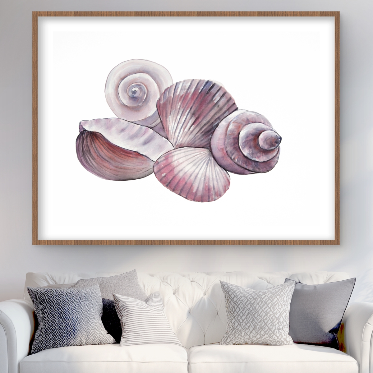 C1FM36486PJ05D 36 x 48 in. Seaside Shells - Livingroom Beach Framed Matted Print Decor