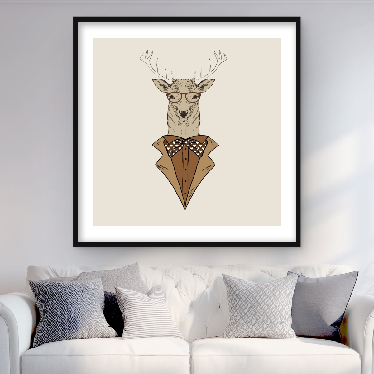 C1FM3636KTYI3M 36 x 36 in. Deer with Brown Coat - Beige Animals Framed Print for Decor