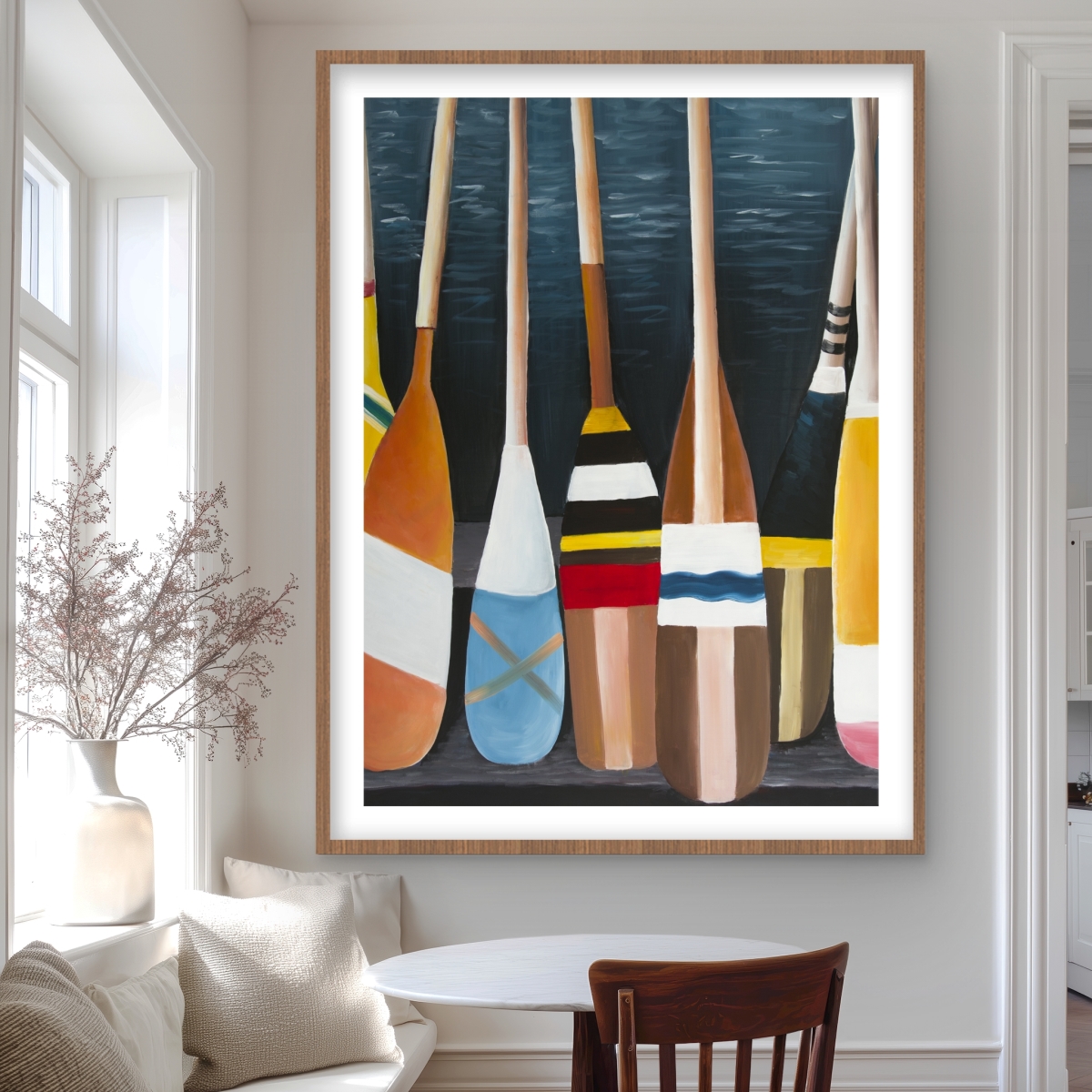 C1FM36484BSUG1 36 x 48 in. Colorful Paddles - Rustic Framed Matted Print for Home Decor