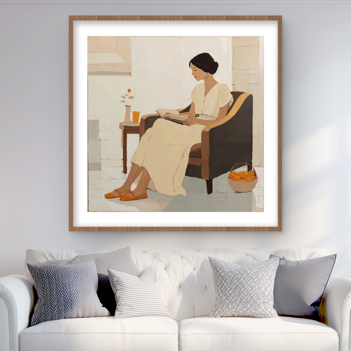 C1FM36368U8H44 36 x 36 in. Small Break - Figurative Beige Framed Matted Print - Decor