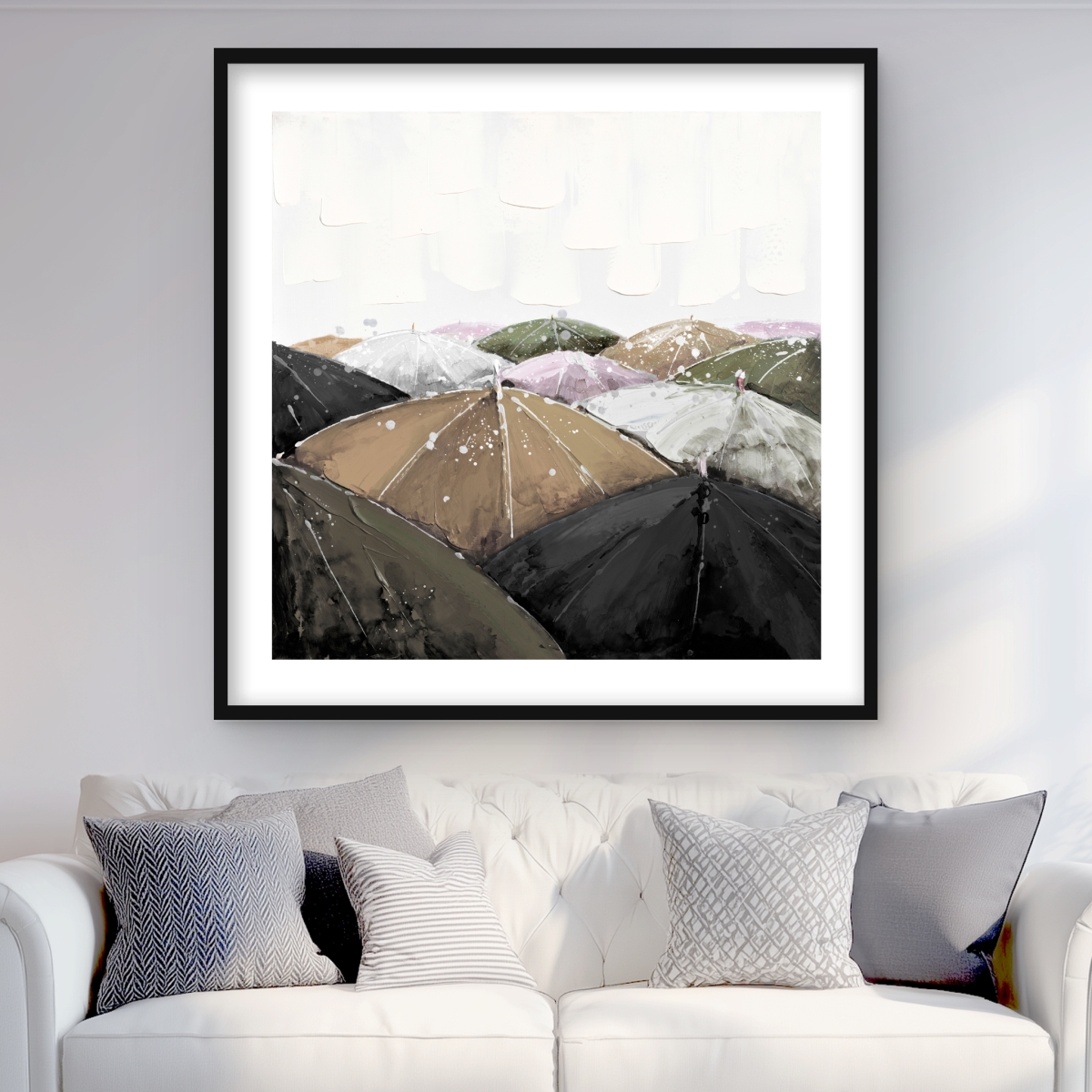 C1FM36368Z33ZN 36 x 36 in. Spring Showers Framed Matted Print - Home Decor Accent