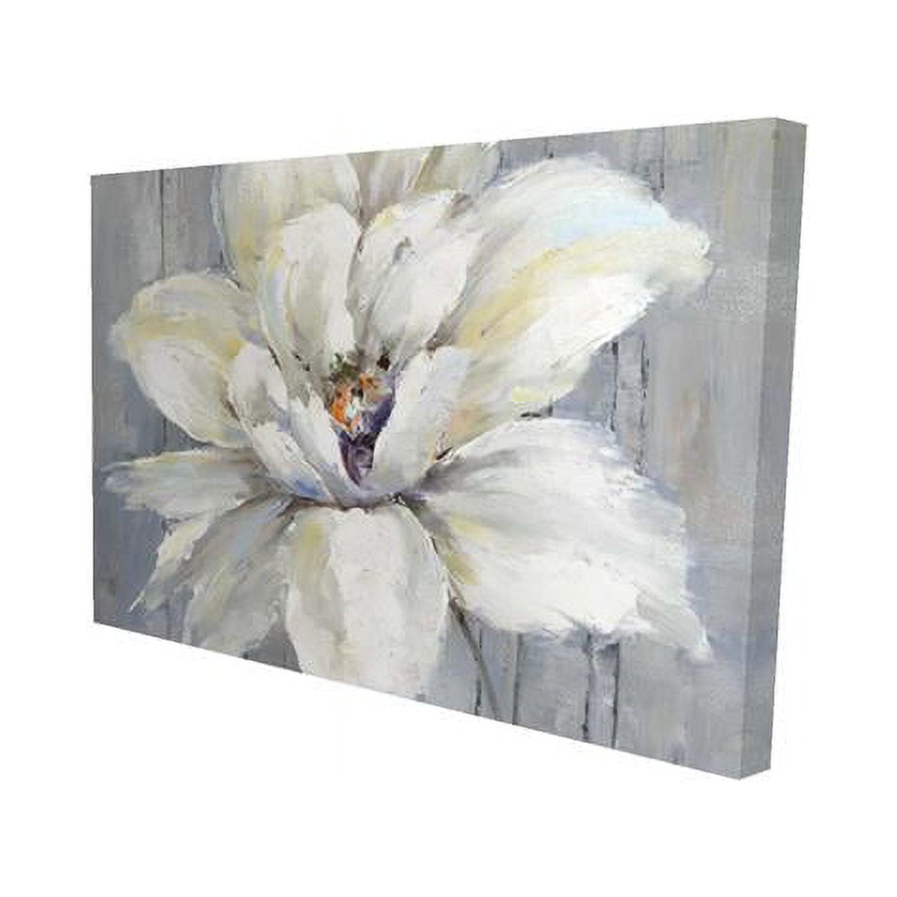20 x 30 in. White Flower on Wood-Print on Canvas