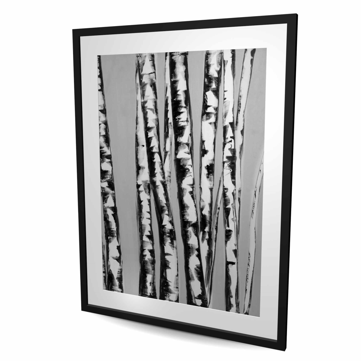 C1FM36480DKRRS 36 x 48 in. Birches Intersecting - Black Contemporary Framed Print Decor