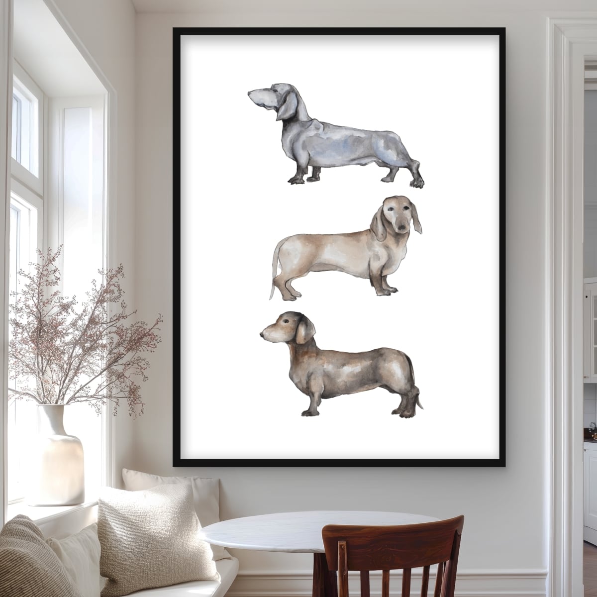 C1FM36480WH7XN 36 x 48 in. Small Dachshund Dog - Framed Matted Bedroom Decor Print