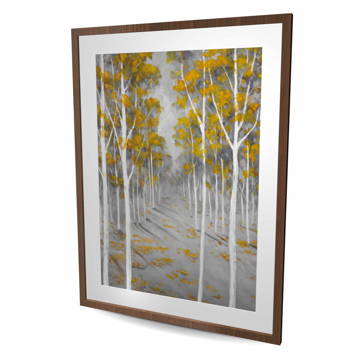 C1FM3648BKBQL4 36 x 48 in. Birch Forest - Gray Bedroom Framed Matted Print - Home Decor