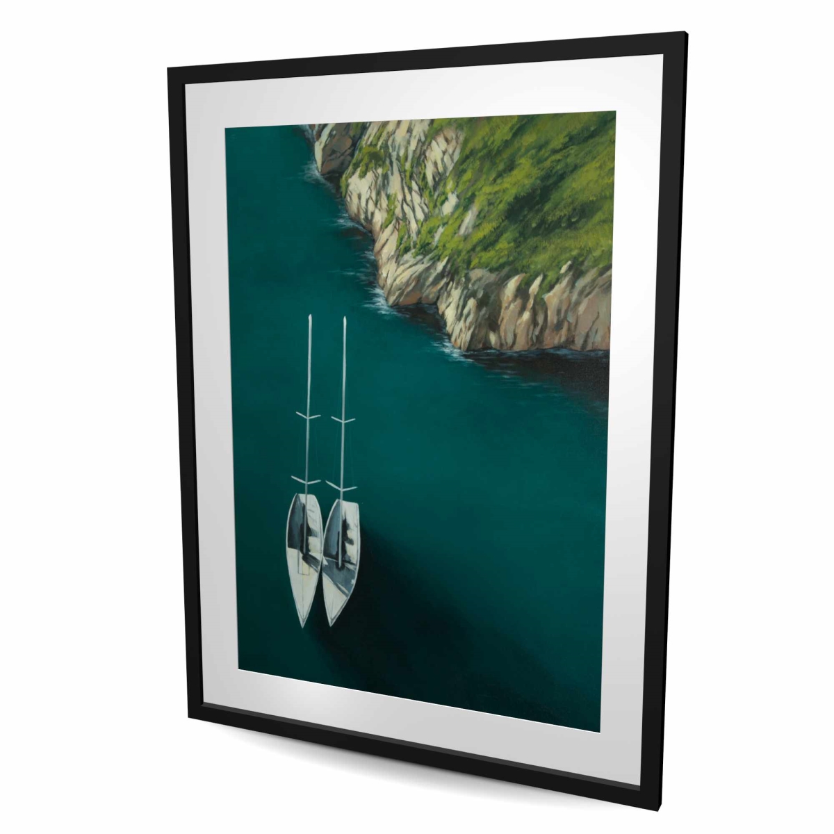 C1FM364817WBCF 36 x 48 in. Smooth Sailing - Bedroom Coastal Framed Matted Print Decor