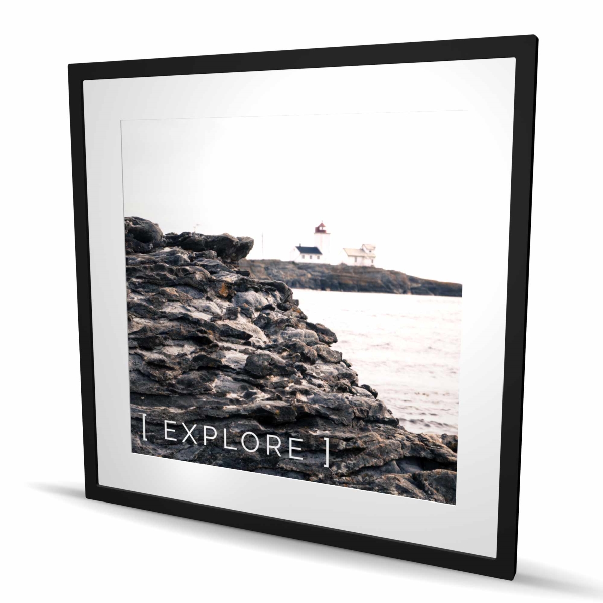 C1FM3636TR18CG 36 x 36 in. Explore - Marine Beige Framed Matted Print for Home Decor