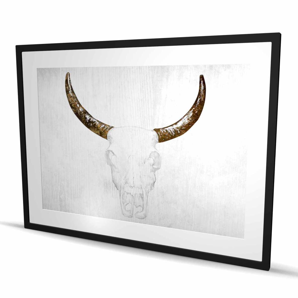 C1FM3648O7E1ZN 36 x 48 in. Bull Skull with Brown Horns - Western Framed Matted Print