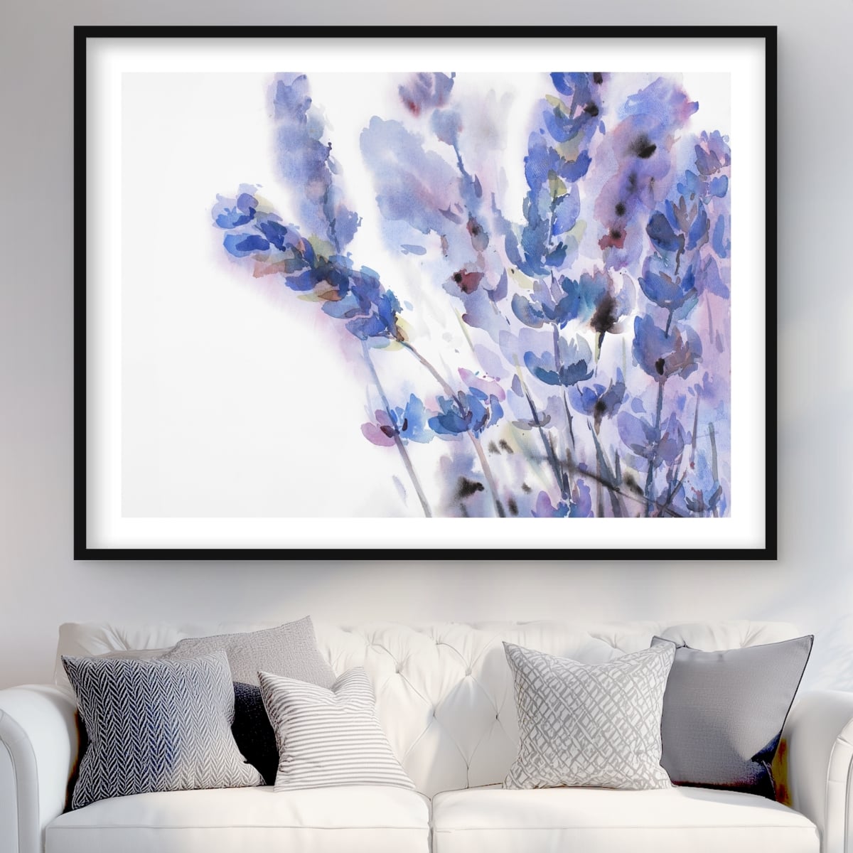 C1FM3648S8DSFN 36 x 48 in. Watercolor Lavender Flowers - Farmhouse Framed Print Decor