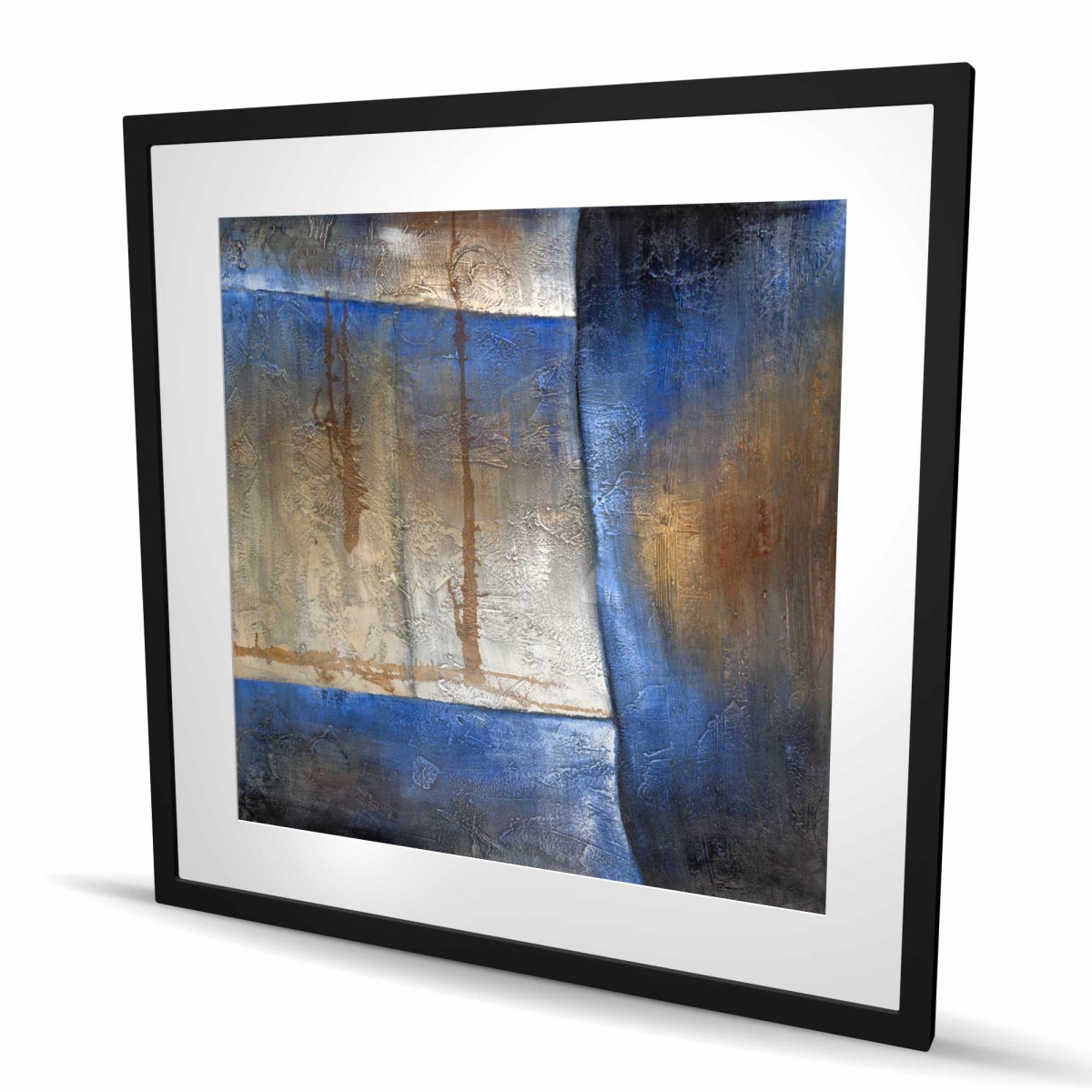C1FM3636W8QXTX 36 x 36 in. Luminous Blue & Bronze Shape - Framed Matted Print Decor
