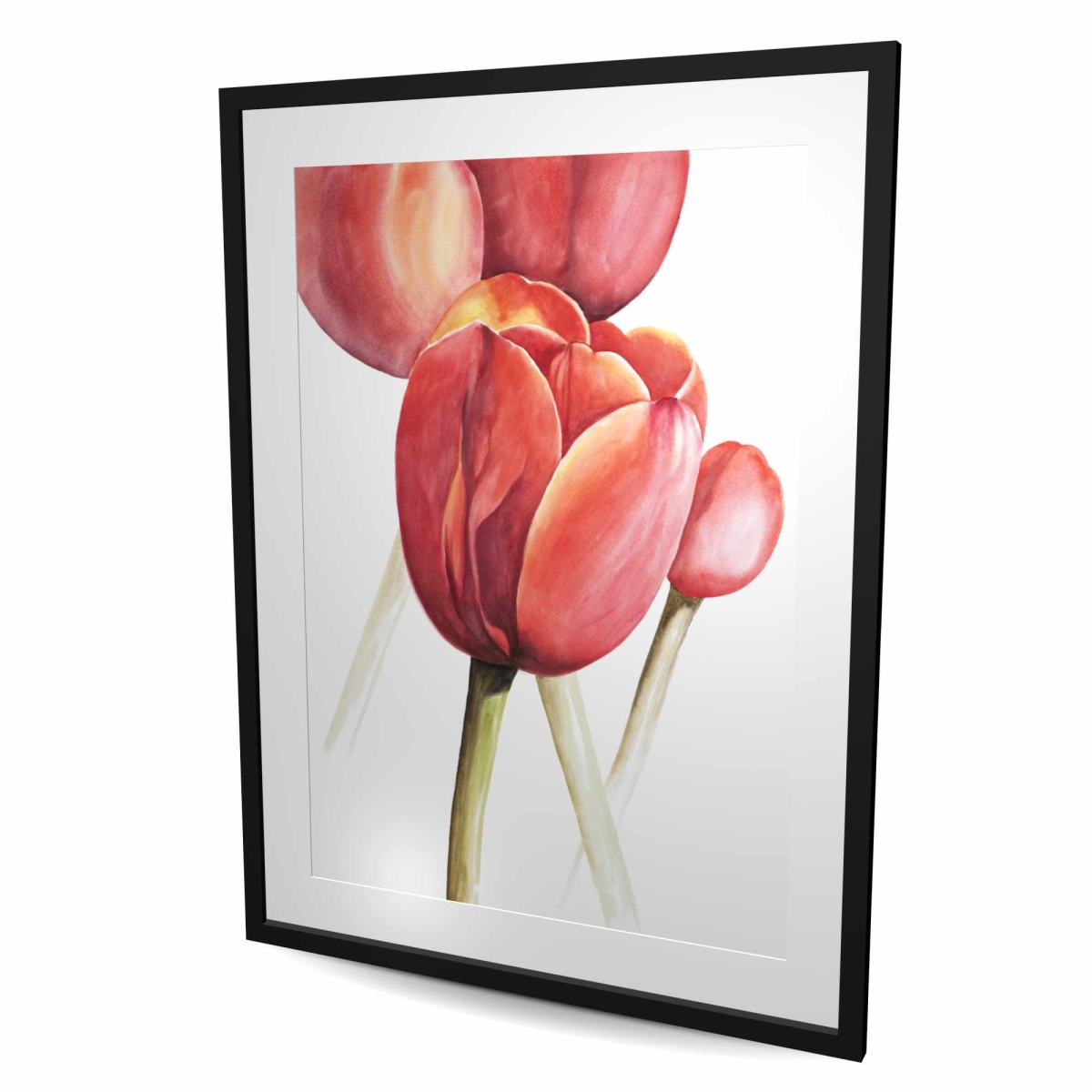 C1FM3648SORED2 36 x 48 in. Blossoming Tulips Closeup - Yellow Framed Matted Print Decor