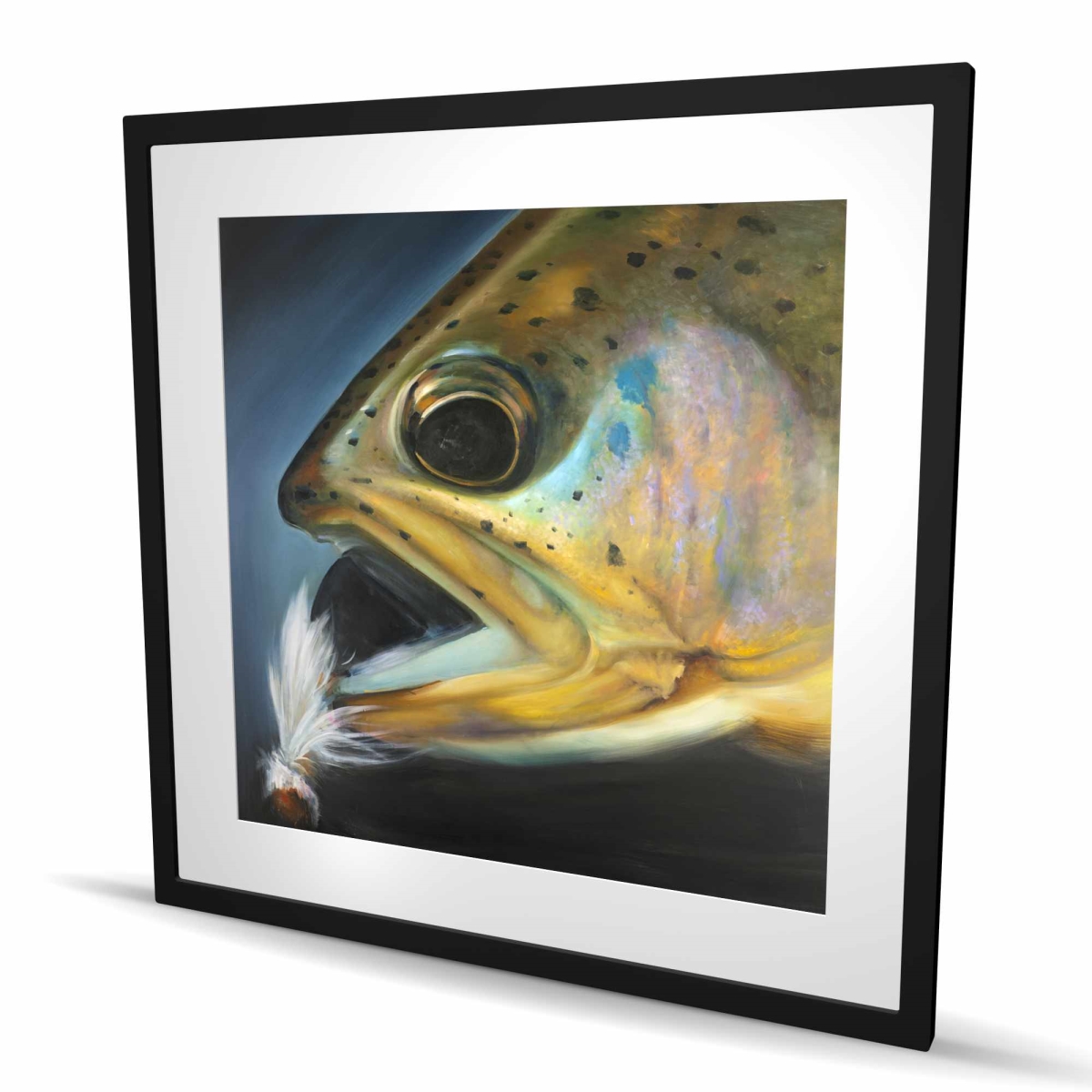 C1FM3636497USS 36 x 36 in. Golden Trout with Fly Fishing Flie - Man Cave Decor Print