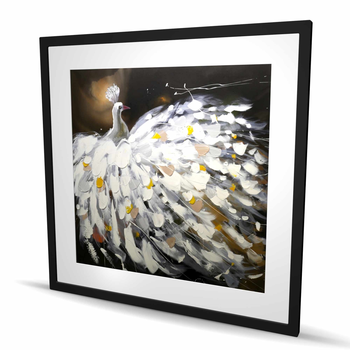 C1FM3636RLPI6U 36 x 36 in. Abstract Peacock - Feathers Bedroom Framed Print for Decor