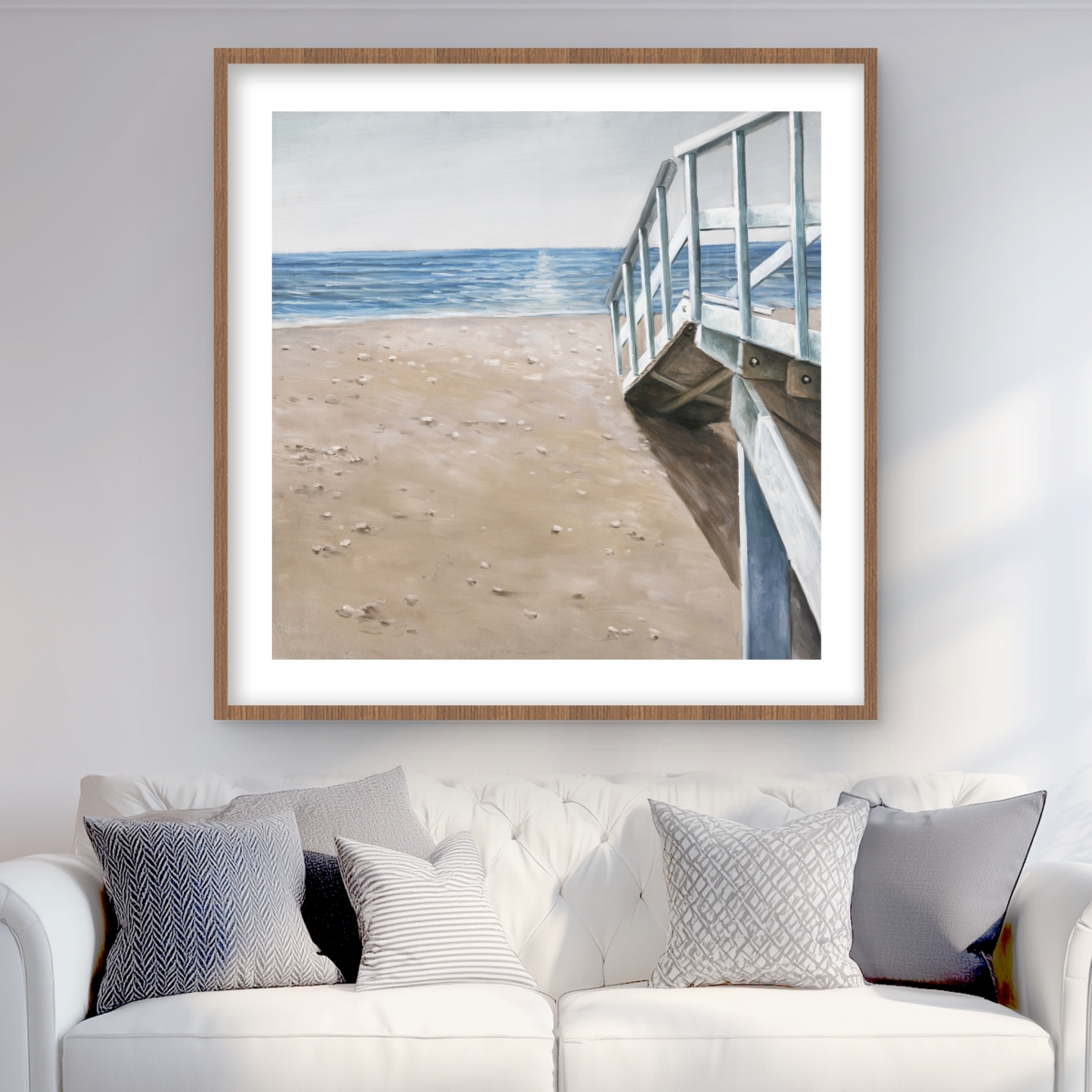 C1FM3636FTVW17 36 x 36 in. Soft Seaside Landscape - Blue American Framed Matted Print