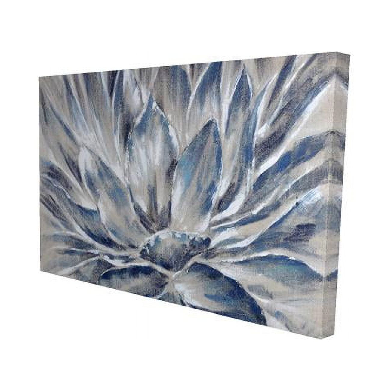 20 x 30 in. Blue & Grey Flower-Print on Canvas