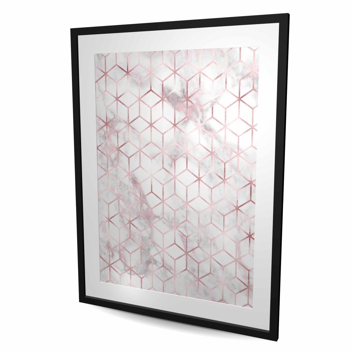 C1FM3648A15RO3 36 x 48 in. Symmetry - White Pattern Framed Matted Print for Home Decor