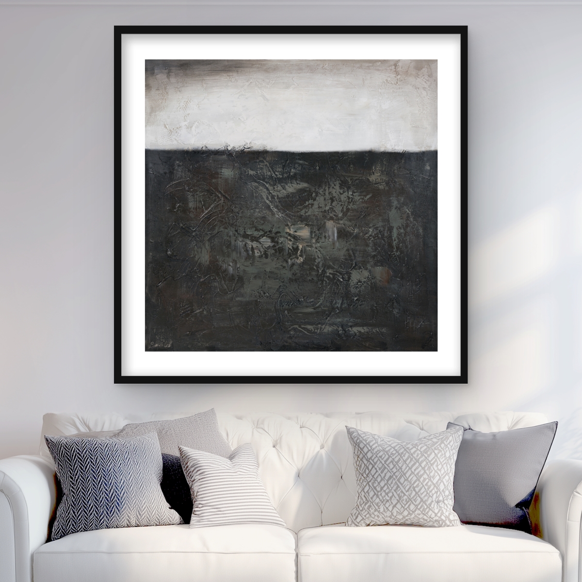 C1FM3636E45LQH 36 x 36 in. Abstract Texture - Gray Abstract Framed Matted Print Decor
