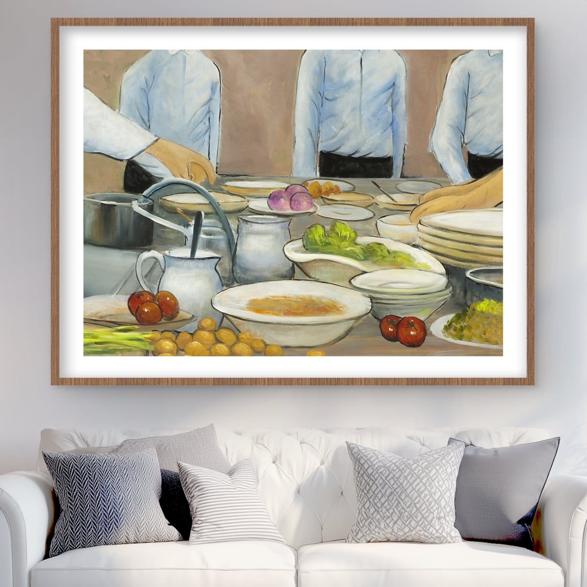 C1FM36486IN1NR 36 x 48 in. Cook Chefs At Work - Man Kitchen Framed Matted Print Decor