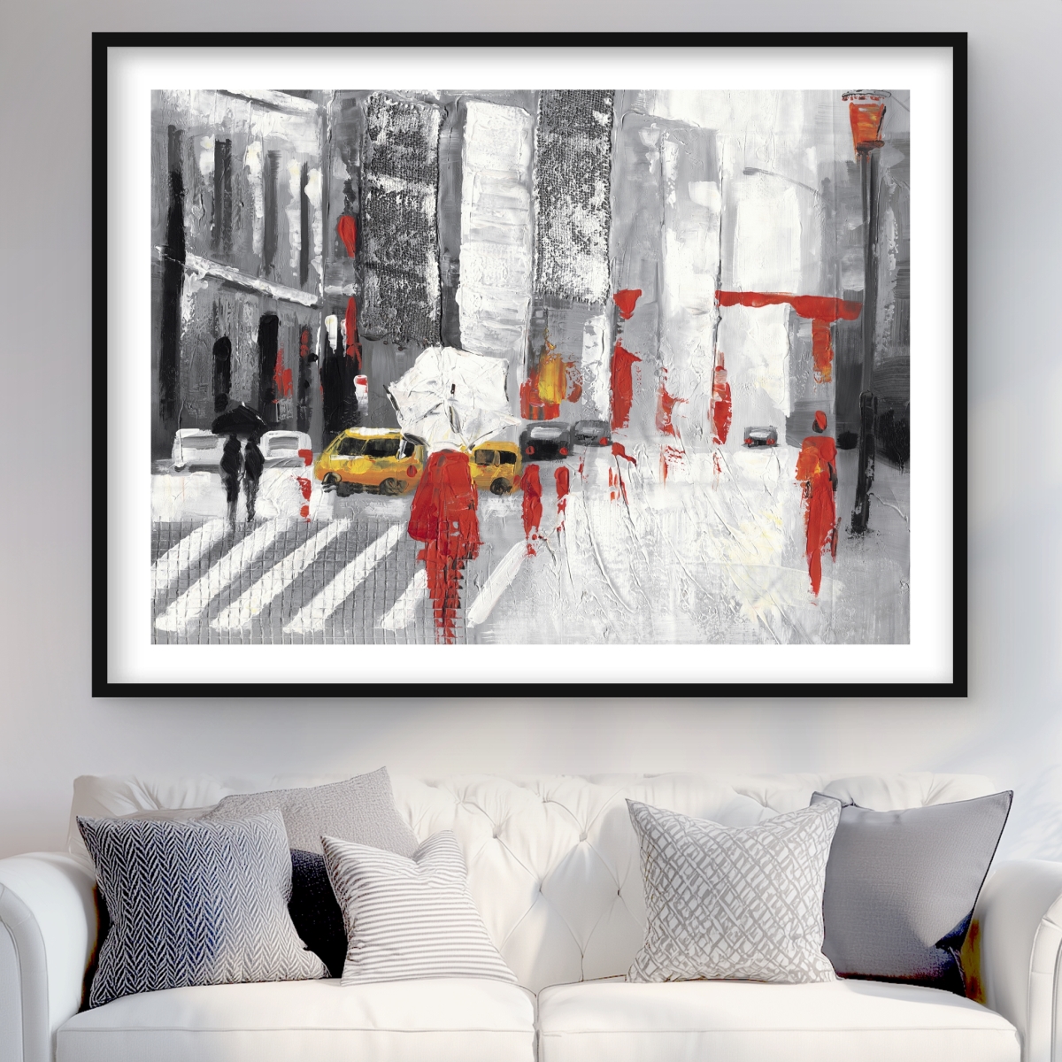 C1FM36486WCWUT 36 x 48 in. Abstract Cloudy City Street - Cities Man Framed Matted Print