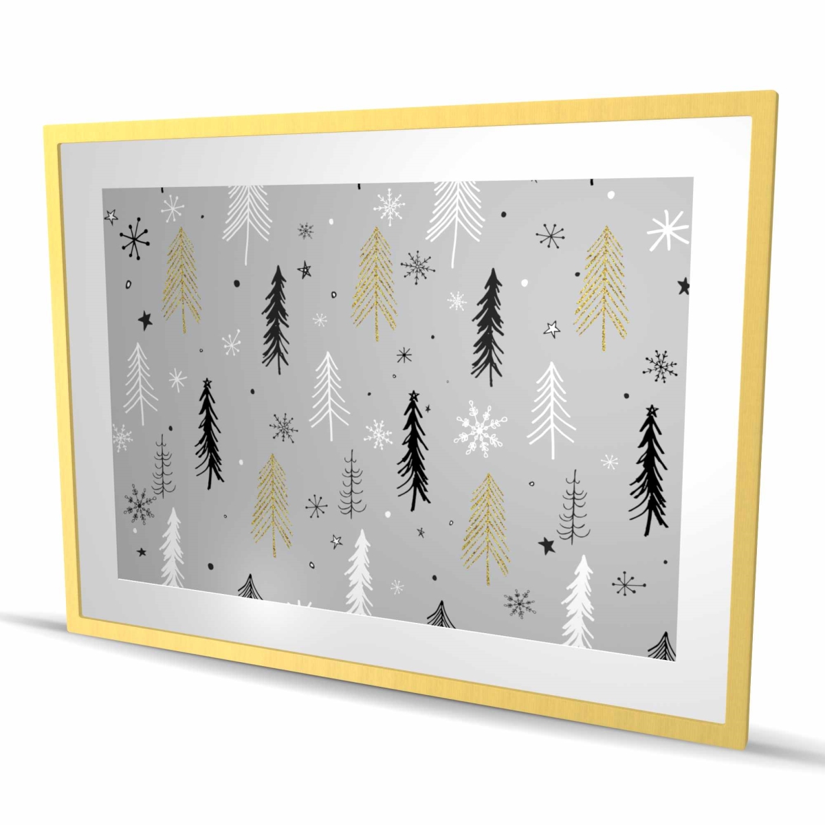 C1FM3648ONG4AX 36 x 48 in. Christmas Tree Pattern - Gray Framed Matted Print for Decor