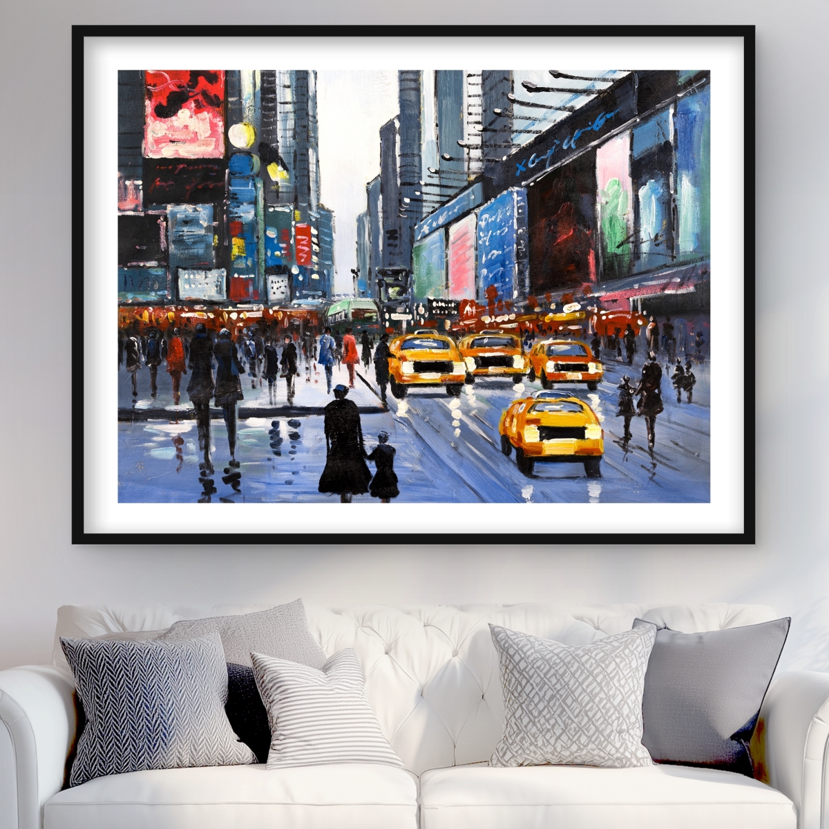 C1FM3648OSDP71 36 x 48 in. Peak Hour - Blue Cities Framed Matted Print for Home Decor