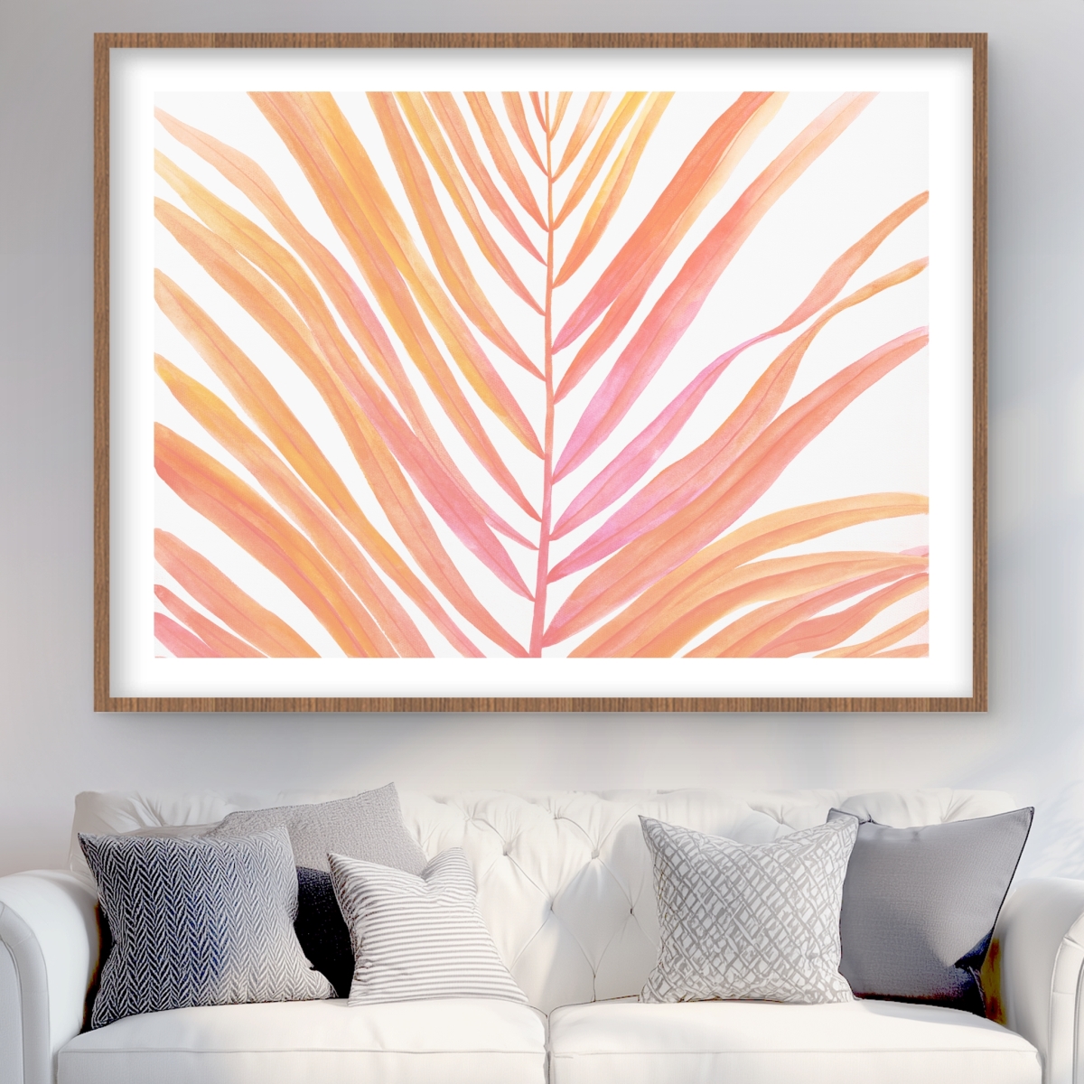 C1FM3648A6X6IT 36 x 48 in. Glam Palm Leaf - Framed Matted Print for Home Decor