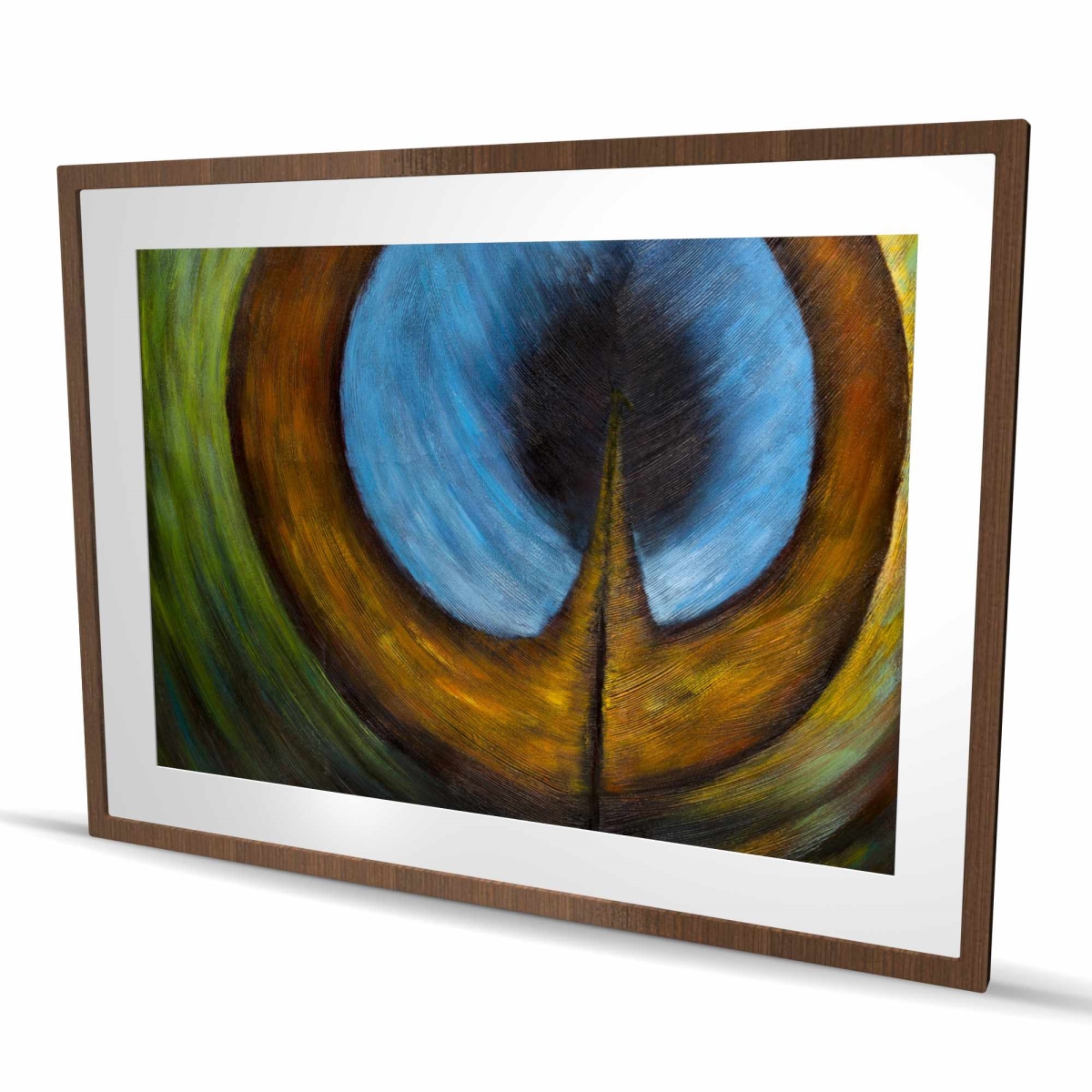 C1FM36480HS5DU 36 x 48 in. Peacock Feather Center - Framed Matted Print for Home Decor