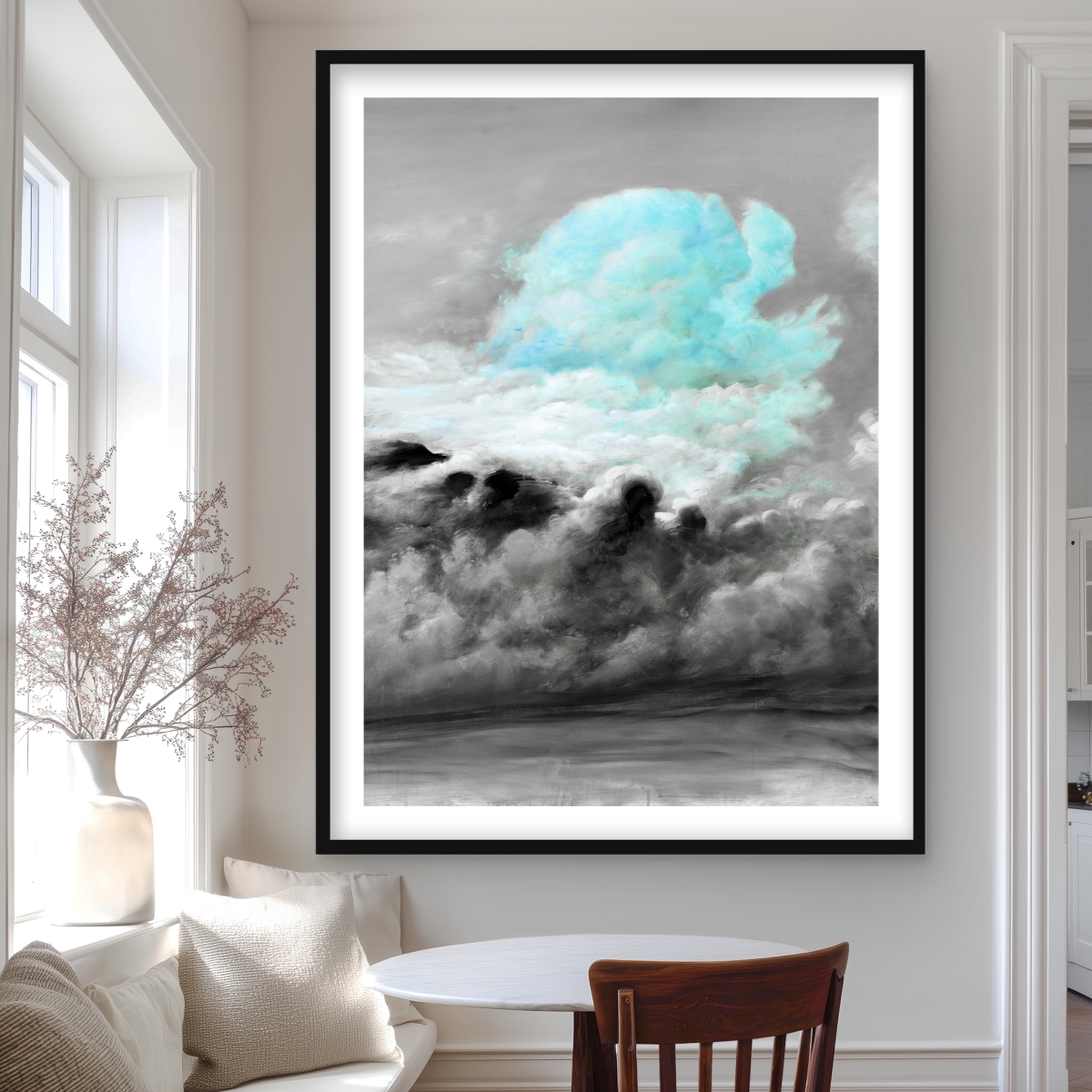 C1FM3648RNID0V 36 x 48 in. Blue Clouds - Bathroom Landscapes Framed Matted Print Decor