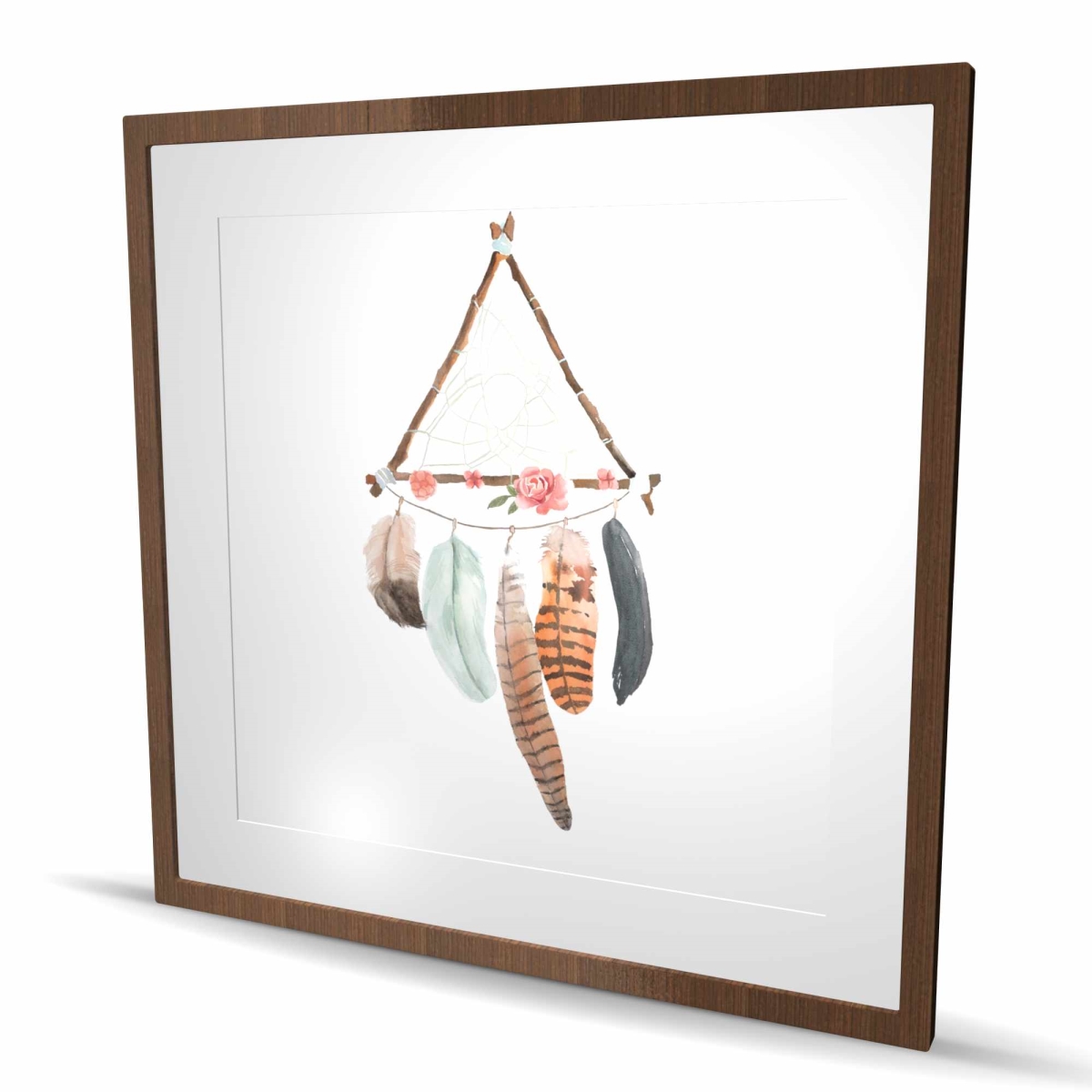C1FM3636TX0KBL 36 x 36 in. Triangular Dream Catcher - Bohemian Floral Framed Print