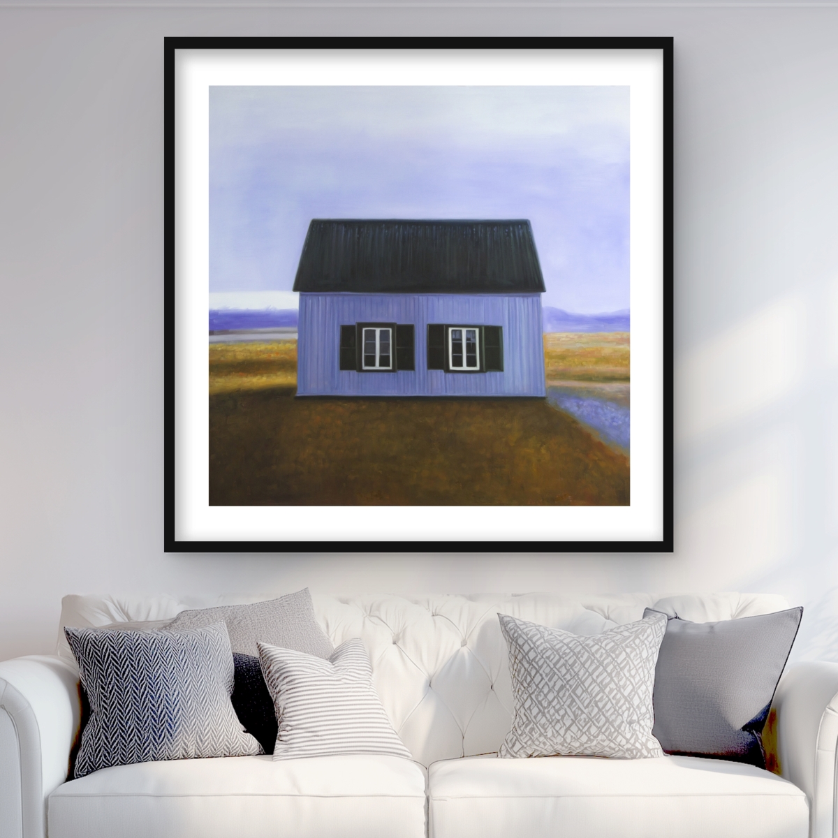 C1FM3636UTPDGV 36 x 36 in. Blue Barn - Rustic Framed Matted Print for Home Decor