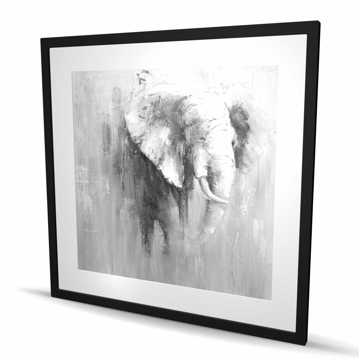 C1FM3636UX11G0 36 x 36 in. Abstract Grayscale Elephant Framed Print - Home Decor Accent