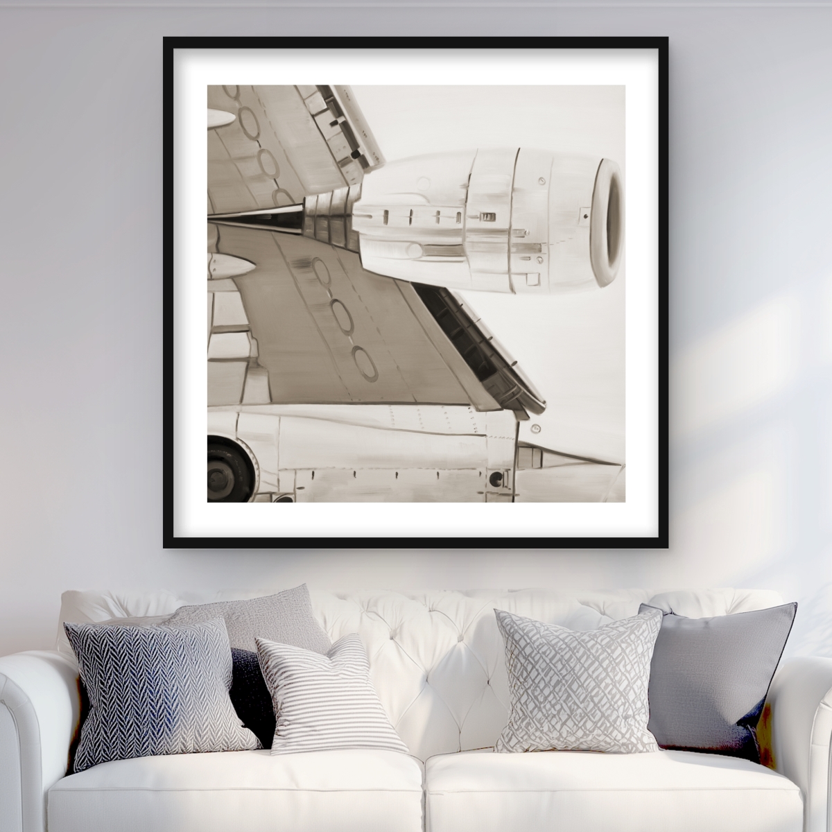 C1FM3636T5YSM9 36 x 36 in. Underside - Aviation Industrial Framed Matted Print Decor