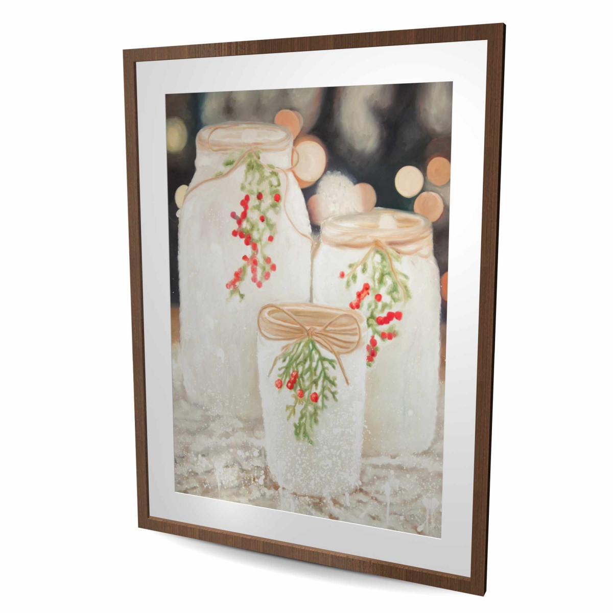 C1FM3648AR1P5D 36 x 48 in. Christmas Candles - White Rustic Framed Matted Print Decor
