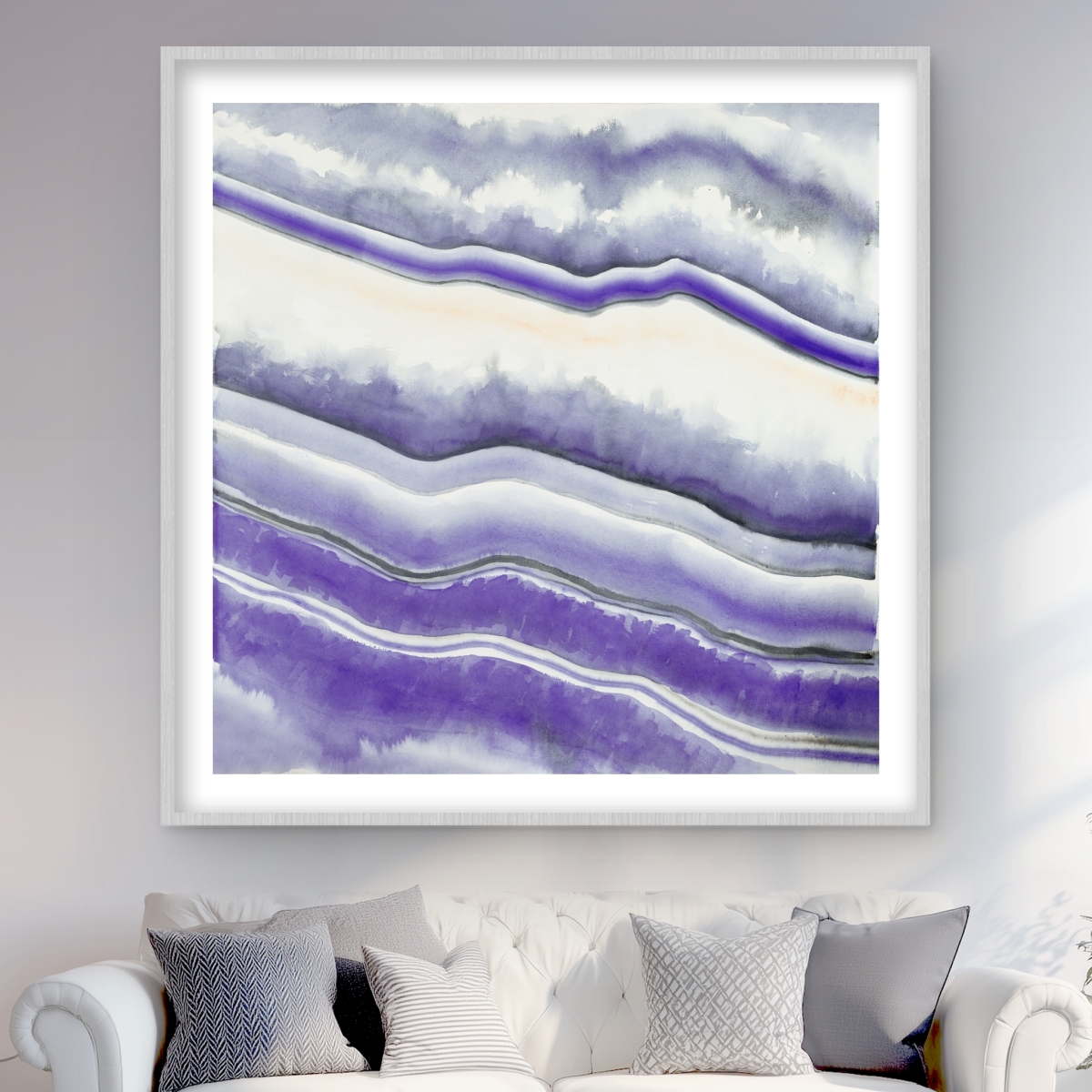 C1FM4848J4XCPG 48 x 48 in. Purple Geode - Contemporary Office Framed Matted Print Decor