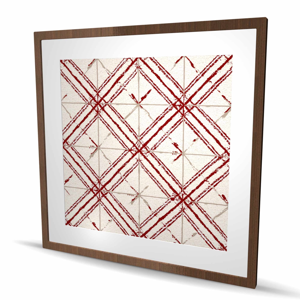 C1FM3636WOU0N7 36 x 36 in. Red Lines Pattern - Framed Matted Print for Home Decor