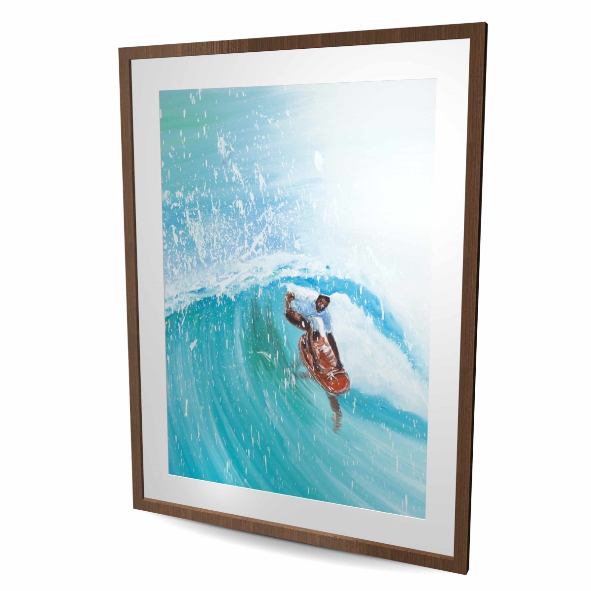 C1FM36481RBAQH 36 x 48 in. Surfer in the Middle of the Wave - Framed Print for Man Cave