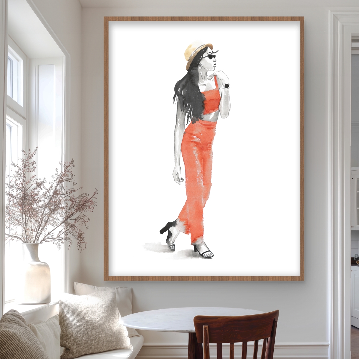 C1FM36481CFAQK 36 x 48 in. Strike the Pose - Illustrative Red Framed Matted Print Decor