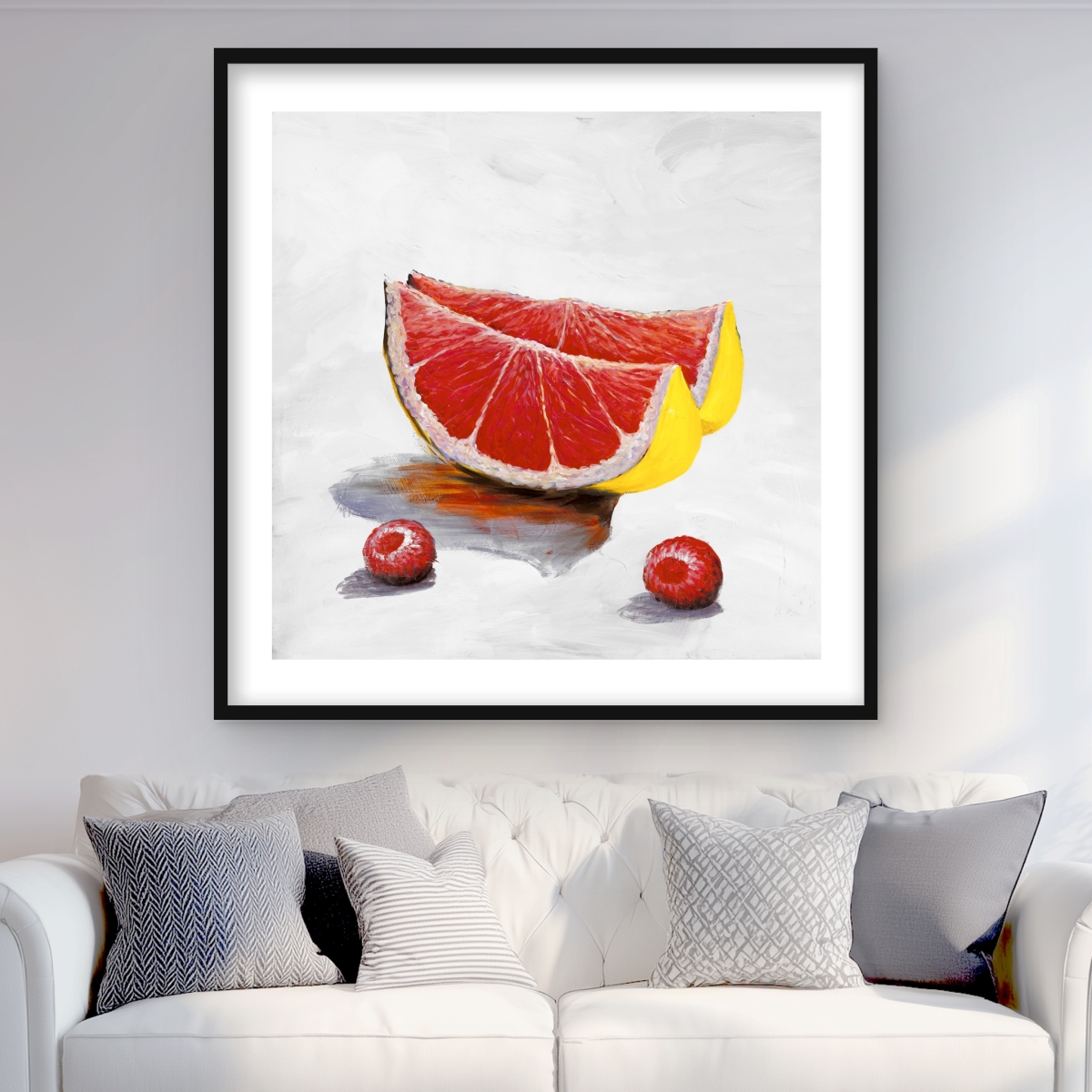 C1FM3636OHAOZ6 36 x 36 in. Grapefruit Slices - Framed Matted Print - Home Decor Art