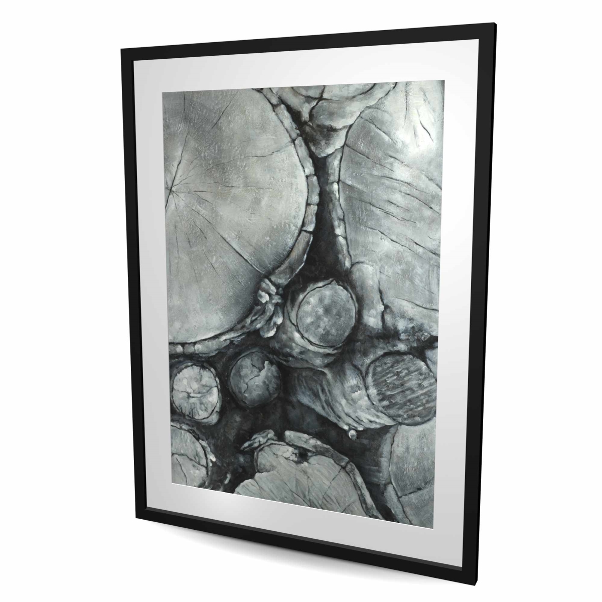 C1FM3648LK609I 36 x 48 in. Textured Wooden Logs - Rustic Framed Matted Print for Decor