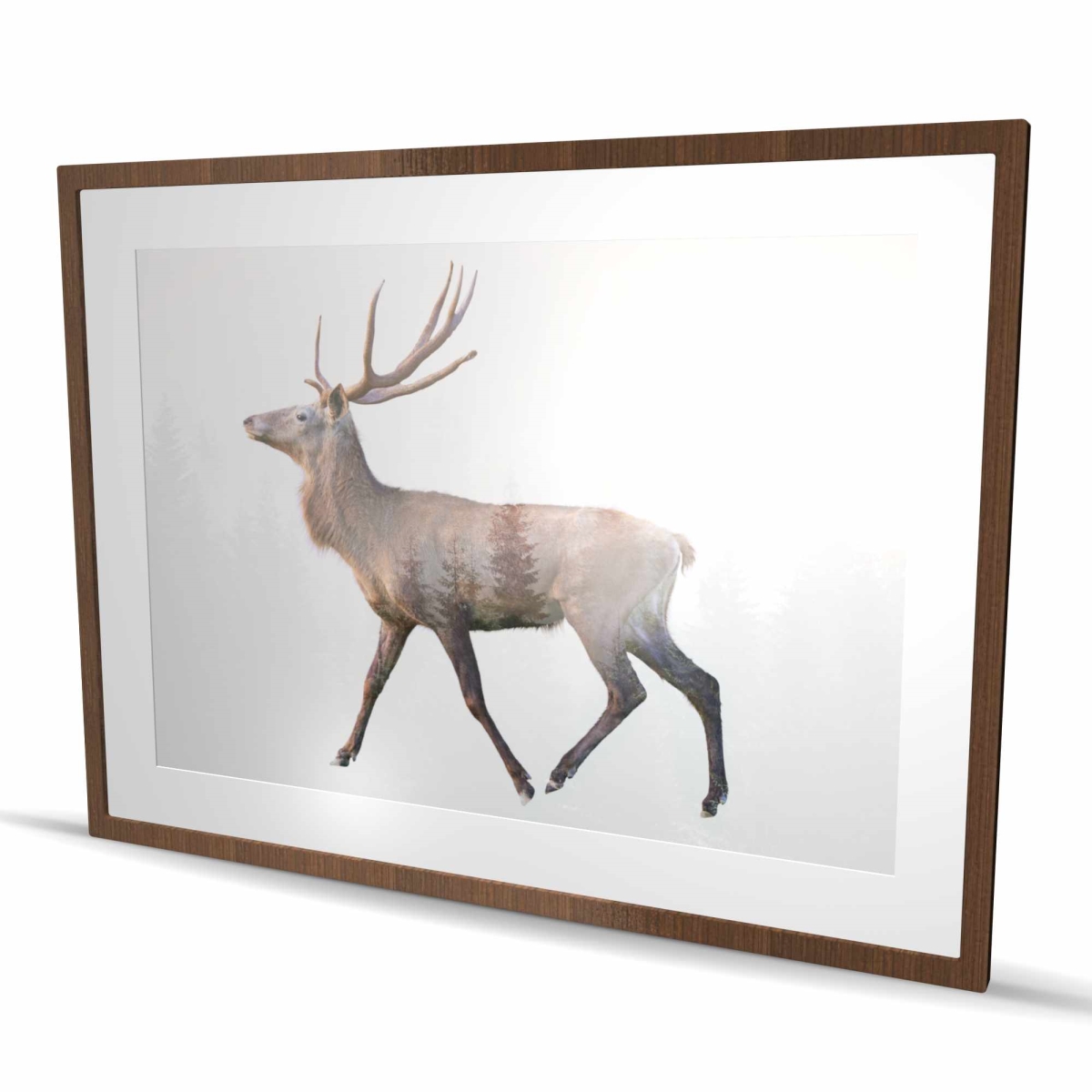 C1FM3648VGW7HK 36 x 48 in. Deer & Forest - Rustic Framed Matted Print for Home Decor