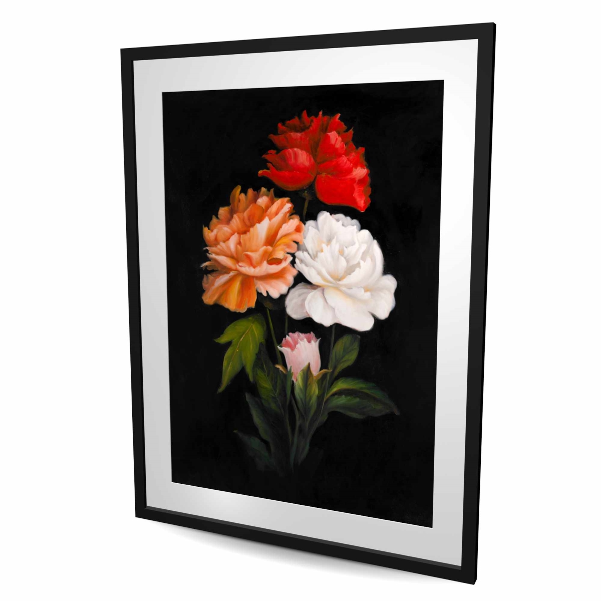 C1FM3648XIK5M3 36 x 48 in. Three Beautiful Rose Flowers - Hyperrealist Framed Print