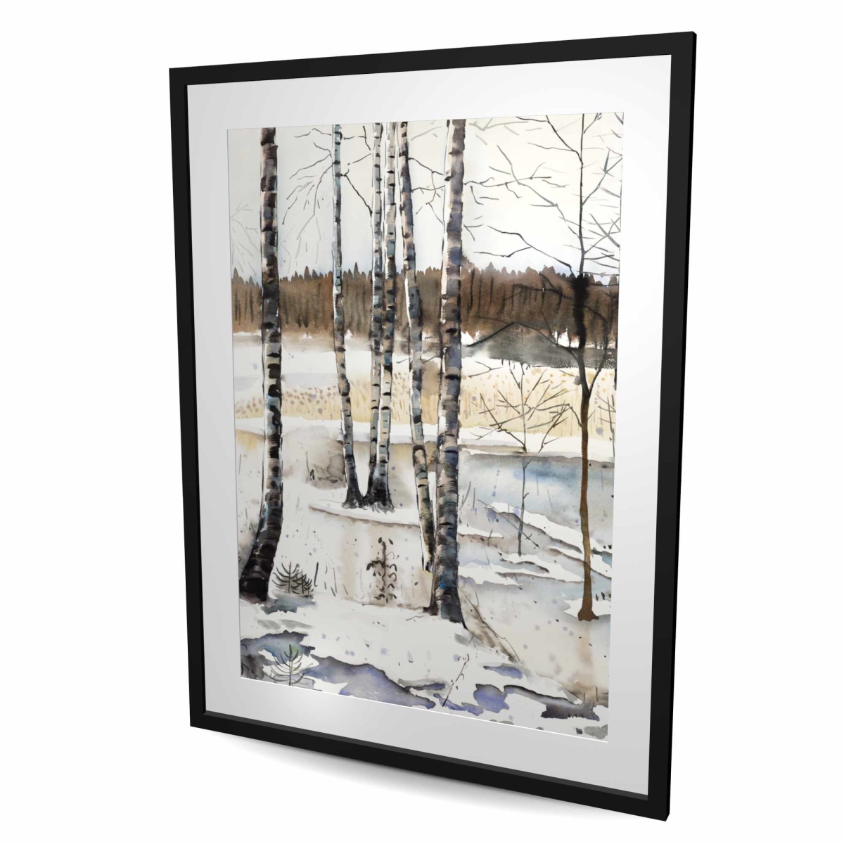 C1FM36483XLI23 36 x 48 in. Winter Swamp - Rustic Brown Framed Matted Print - Home Decor