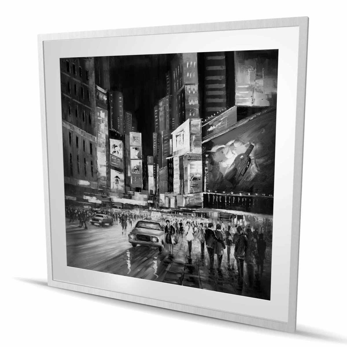 C1FM4848JDDN32 48 x 48 in. Times Square Monochrome - Black Framed Matted Print Decor