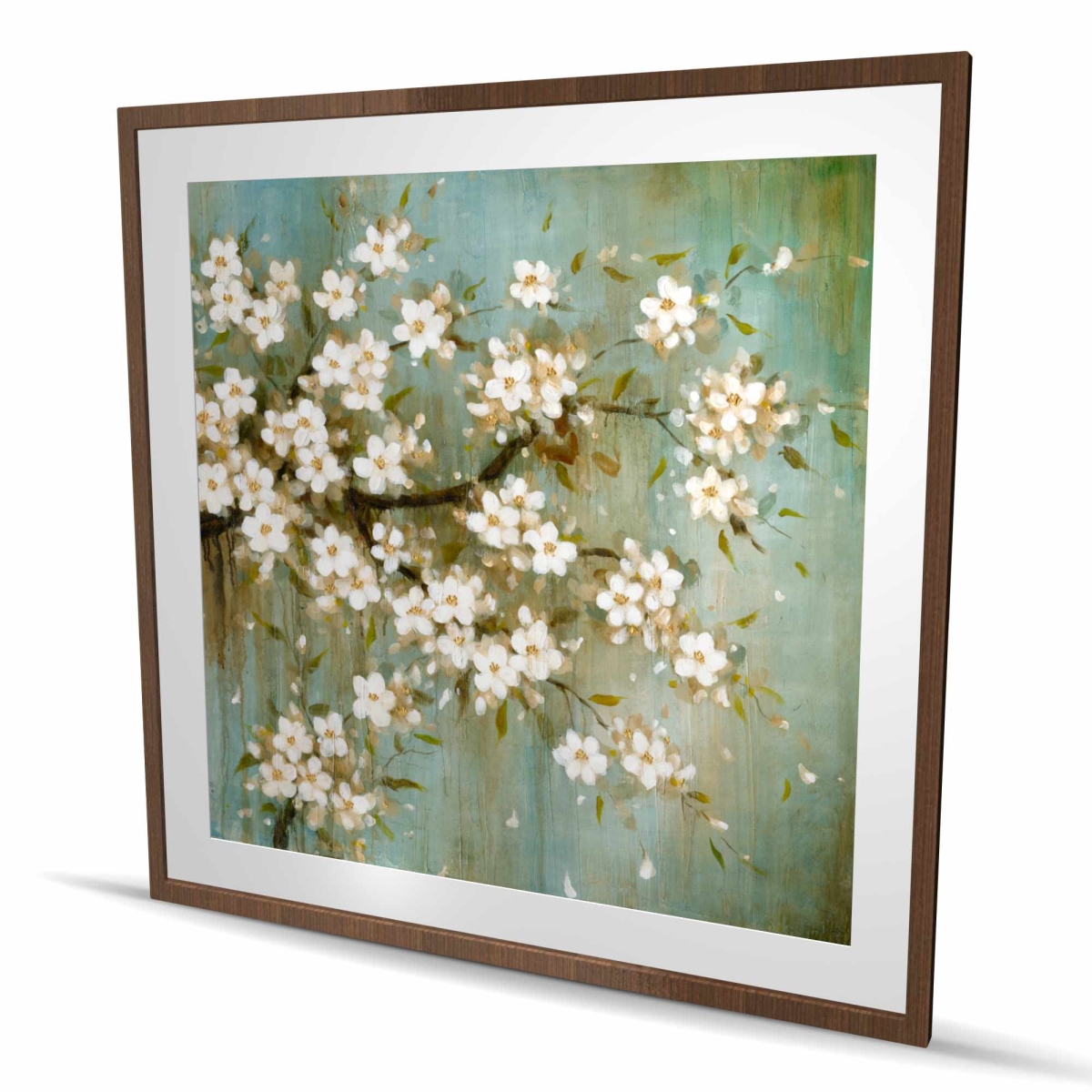 C1FM484806N3ZU 48 x 48 in. White Cherry Blossom Framed Print - Floral Living Room Decor