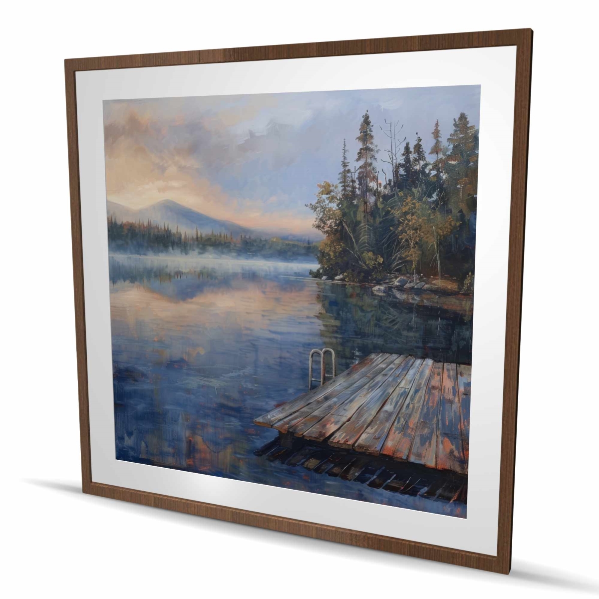 C1FM48481D08T5 48 x 48 in. Dock - Gray Framed Matted Print for Home Decor - Art