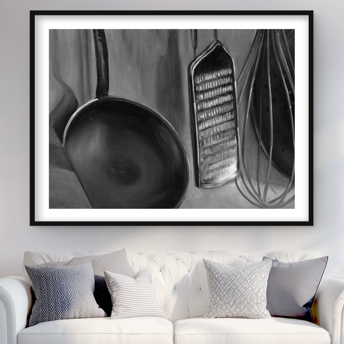 C1FM3648EC0MR1 36 x 48 in. Kitchen Tools for Chef - Gray Framed Matted Print Decor