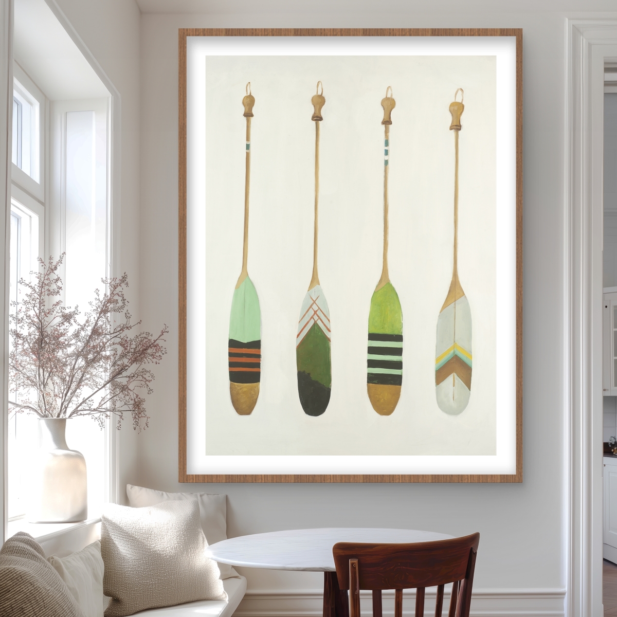 C1FM3648Y60GND 36 x 48 in. Colorful Nautical Oars - American Man Cave Framed Print