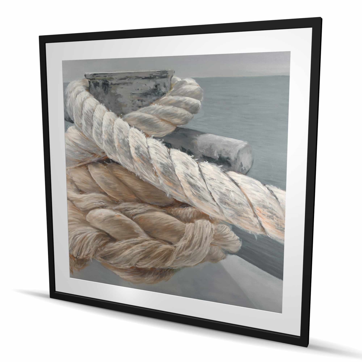C1FM4848STPCTV 48 x 48 in. Tie-Down Ropes Closeup - Coastal Framed Matted Print Decor